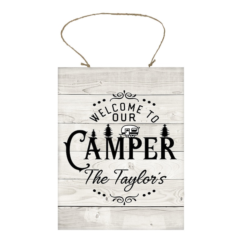 Personalized Welcome to Our Camper Printed Handmade Wood Sign image 1