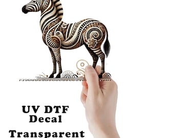 Tribal Mandala Zebra UV DTF Transparent Decal / Sticker You Choose Size