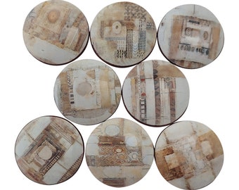 New Release African Collage Cabinet and Drawer Knobs, Set of 8 Drawer Knobs and Pulls, Kitchen Cabinet Knobs