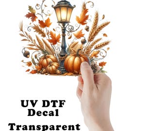 Fall Lamppost Clear UV DTF Transparent Decal / Sticker You Choose Size