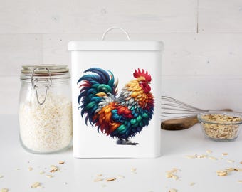 Colorful Rooster UV DTF Transparent Decal / Sticker You Choose Size