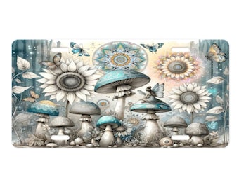 Fairies and Mushrooms Vanity Decorative Front License Plate Cute Car License Plate Aluminum Metal Plate