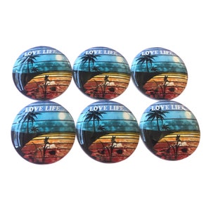 Set of 6 Love Life Beach Print Wood Cabinet Knobs