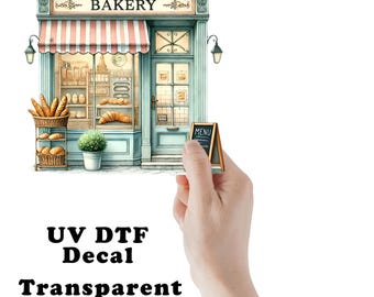 Pink and Blue Bakery UV DTF Transparent Decal / Sticker You Choose Size
