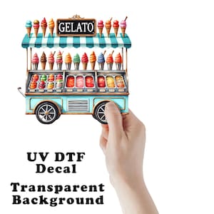 Gelato Cart UV DTF Transparent Decal / Sticker You Choose Size