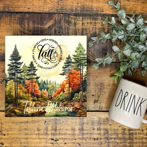 Personalized Your Town or Name Fall Forest Mini Wood Sign