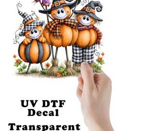 Pumpkin Family Clear UV DTF Transparent Decal / Sticker You Choose Size