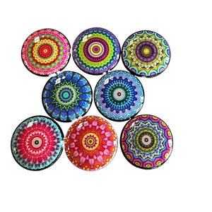 Cabinet and Drawer Knobs, Set of 8 Bright Mandala, Cabinet Knobs Drawer Knobs and Pulls, Kitchen Cabinet Knobs,
