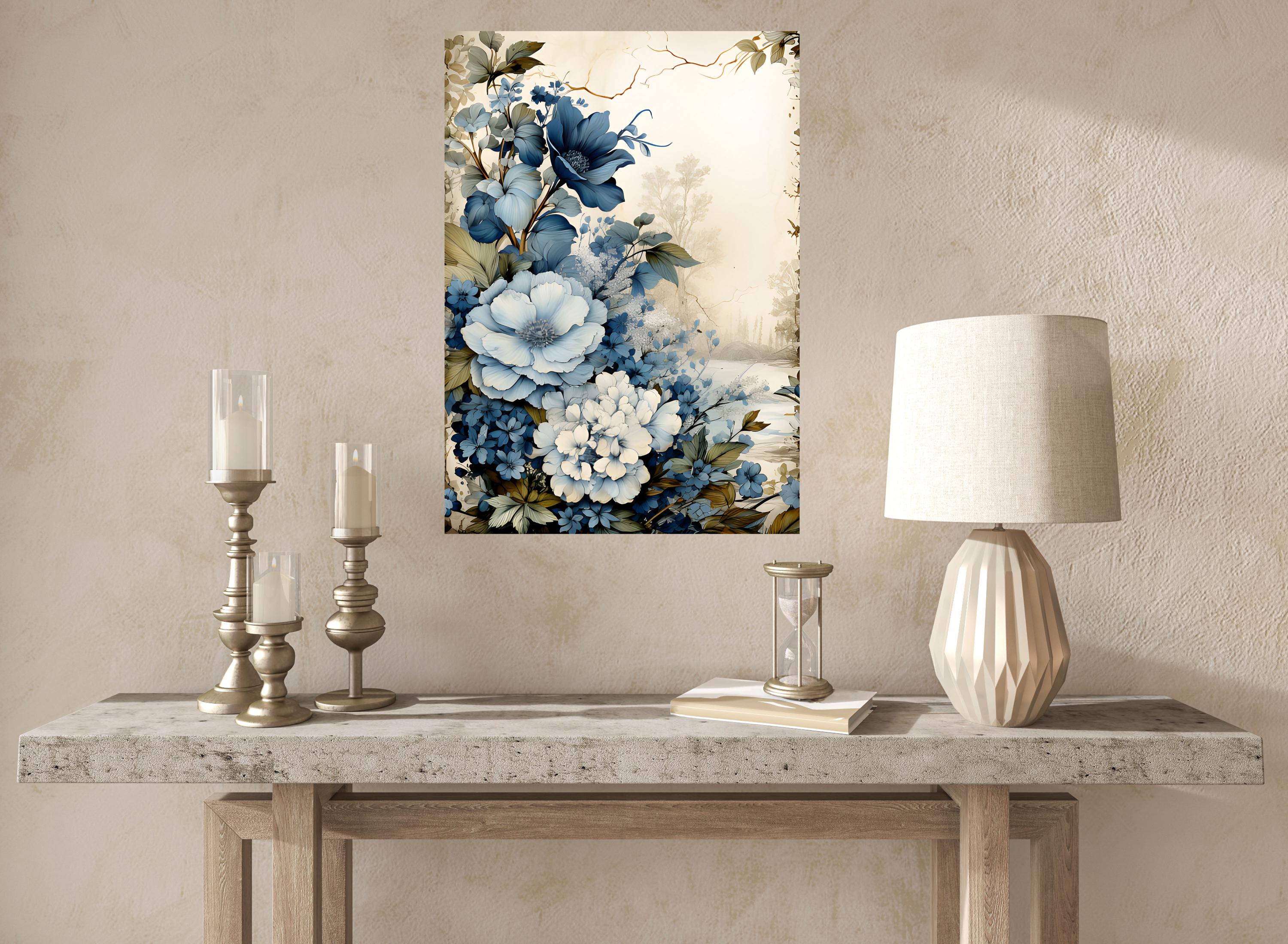 16x20 Blue Flowers Wall Art Canvas Print - Etsy