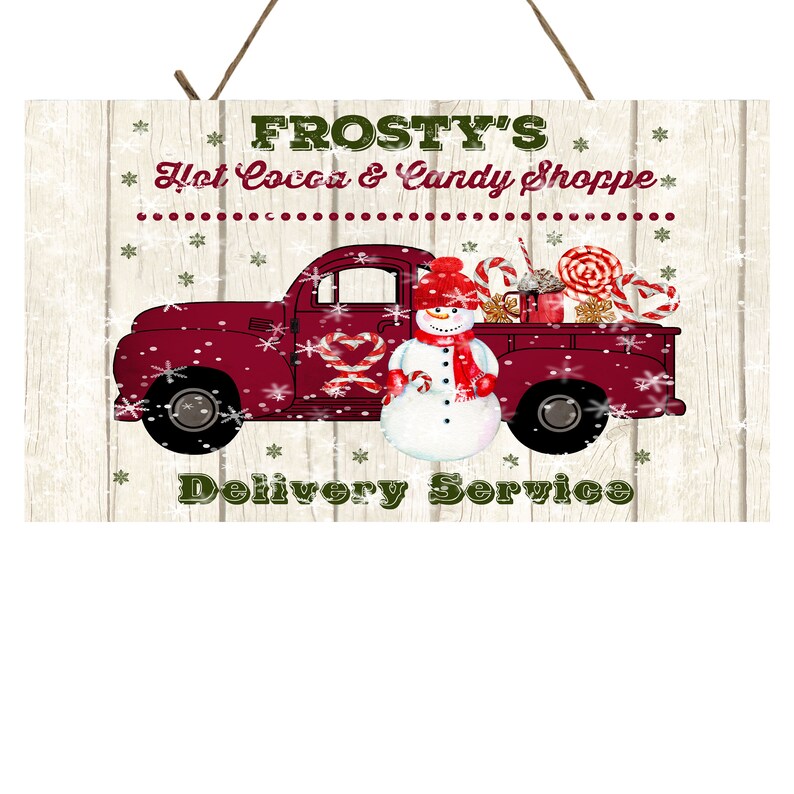 Frosty's Red Christmas Truck Printed Handmade Wood Sign Etsy