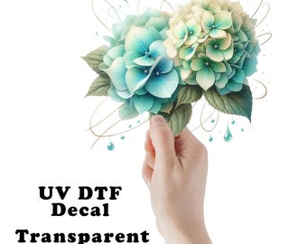Hydrangeas UV DTF Transparent Decal / Sticker You Choose Size
