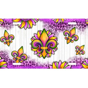 Mardi Gras Fleur de Lis Aluminum Front License Plate