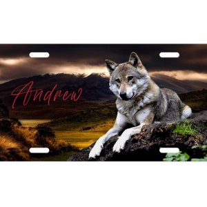 Personalized Wolf Aluminum Front License Plate