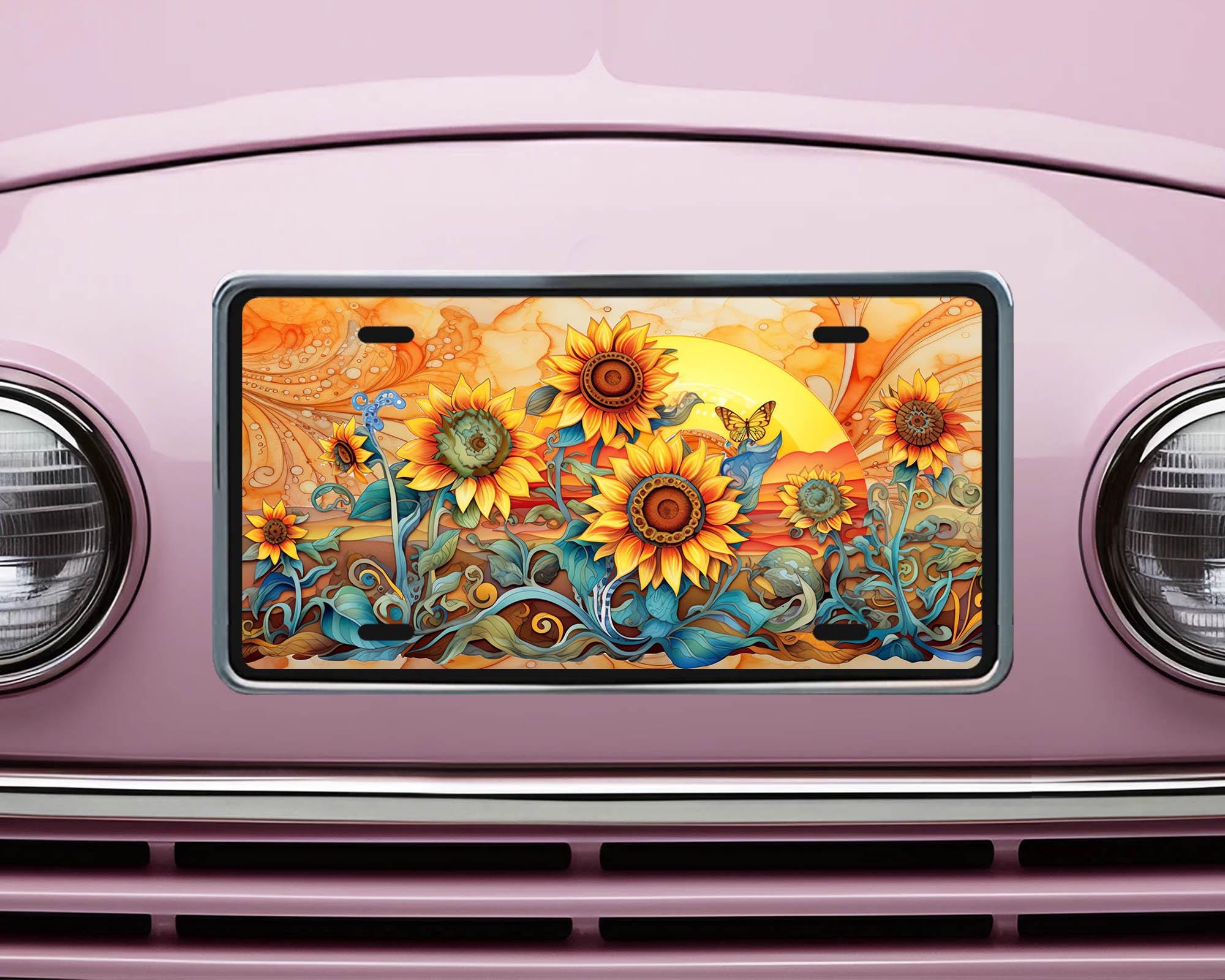 Sunflower Sunrise Vanity Decorative Front License Plate Cute Car
