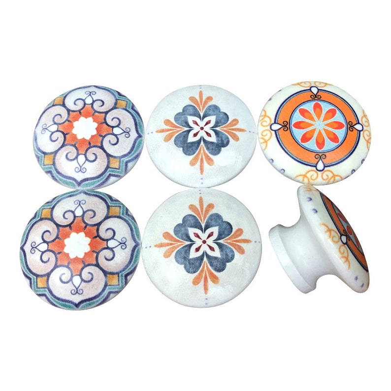 Set of 6 Tuscan Print Cabinet Knobs image 2