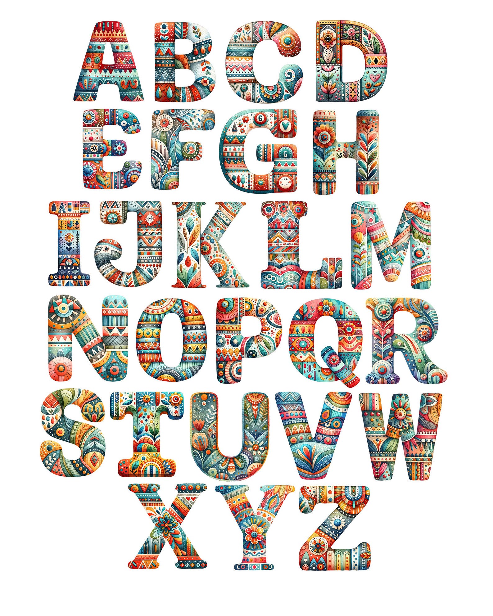 Boho Alphabet Letter UV DTF Transparent Decal / Sticker You Choose ...