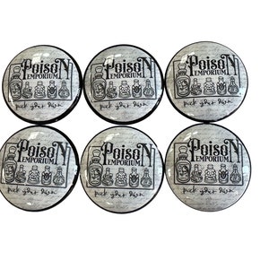 Cabinet Knobs, Set of 6 Poison Emporium Wood Cabinet Knobs, Drawer Knobs and Pulls, Kitchen Cabinet Knobs
