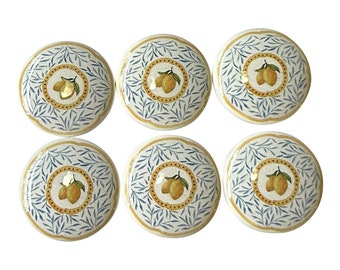 Set of 6 Lemons Medallion Farmhouse Wood Cabinet Knobs, Cabinet Knobs and Draw Pulls, Kitchen Knobs, Farmhouse Decor