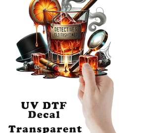 Detective's Old Fashioned Murder Mystery Clear UV DTF Transparent Decal / Sticker You Choose Size