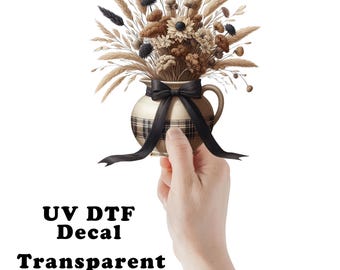 Fall Flowers Clear UV DTF Transparent Decal / Sticker You Choose Size