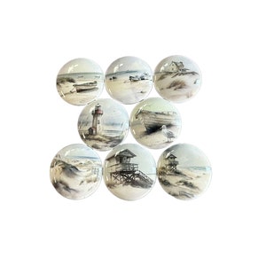 Coastal Watercolor Cabinet and Drawer Knobs, Set of 8 Coastal Watercolor Drawer Knobs and Pulls, Kitchen Cabinet Knobs