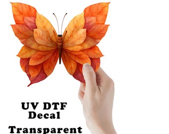 Fall Foliage Butterfly UV DTF Transparent Decal / Sticker You Choose Size