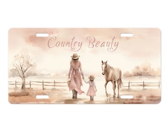 Vanity License Plate, Country Beauty Printed Aluminum Front License Plate, Car Accessory, Vanity Plate, Cute Car Tag