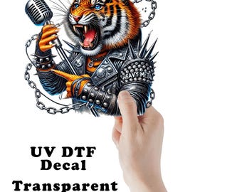 Rockstar Tiger UV DTF Transparent Decal / Sticker You Choose Size