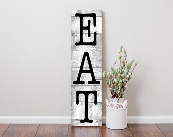 24 Inch Eat Kitchen Vertical Wood Print Sign