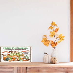 Pumpkin Spice Trading Co Fall Printed Handmade Wood Sign
