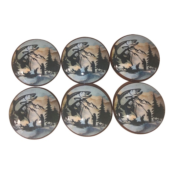 Set of 6 Fly Fishing Print Wood Cabinet Knobs -  Canada