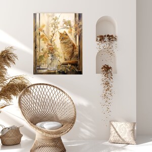 16x20 Cat in Window Wall Art Canvas Print