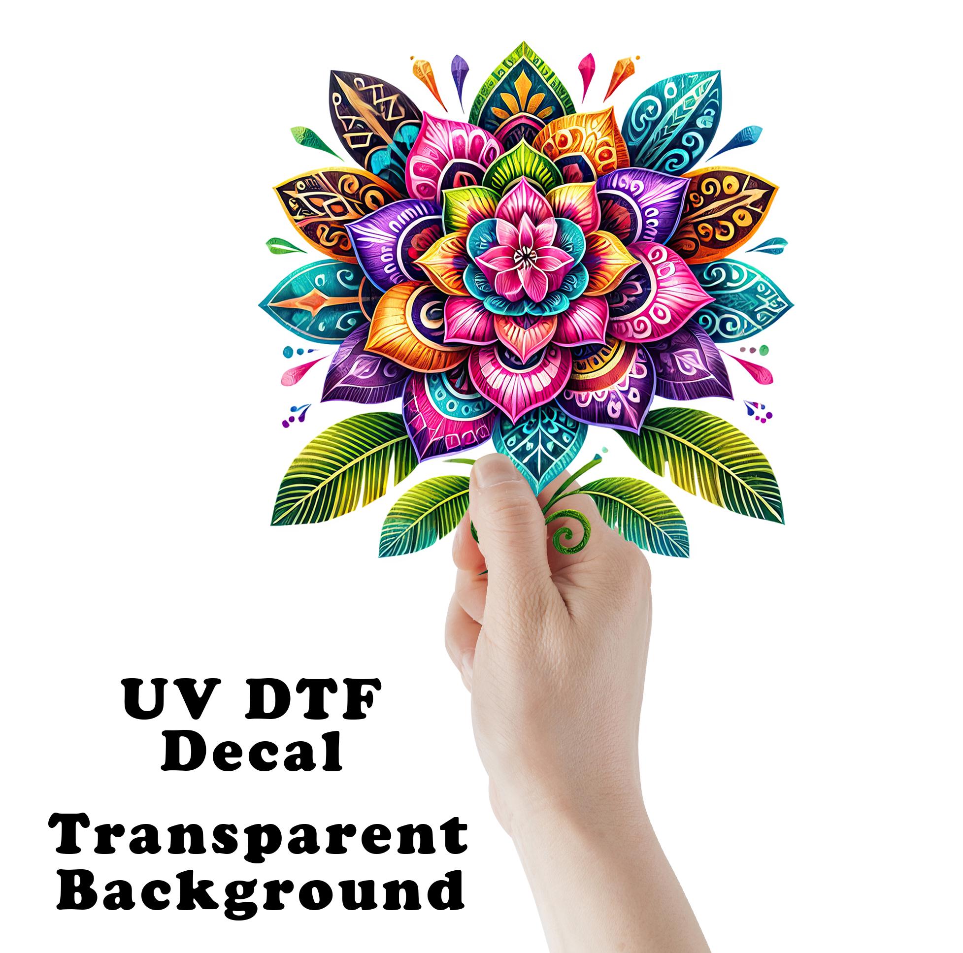 Vibrant Mexican Flower UV DTF Transparent Decal / Sticker You