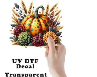 Polka Dot Pumpkin Clear UV DTF Transparent Decal / Sticker You Choose Size