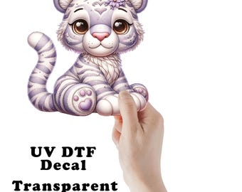Violet Tiger UV DTF Transparent Decal / Sticker You Choose Size