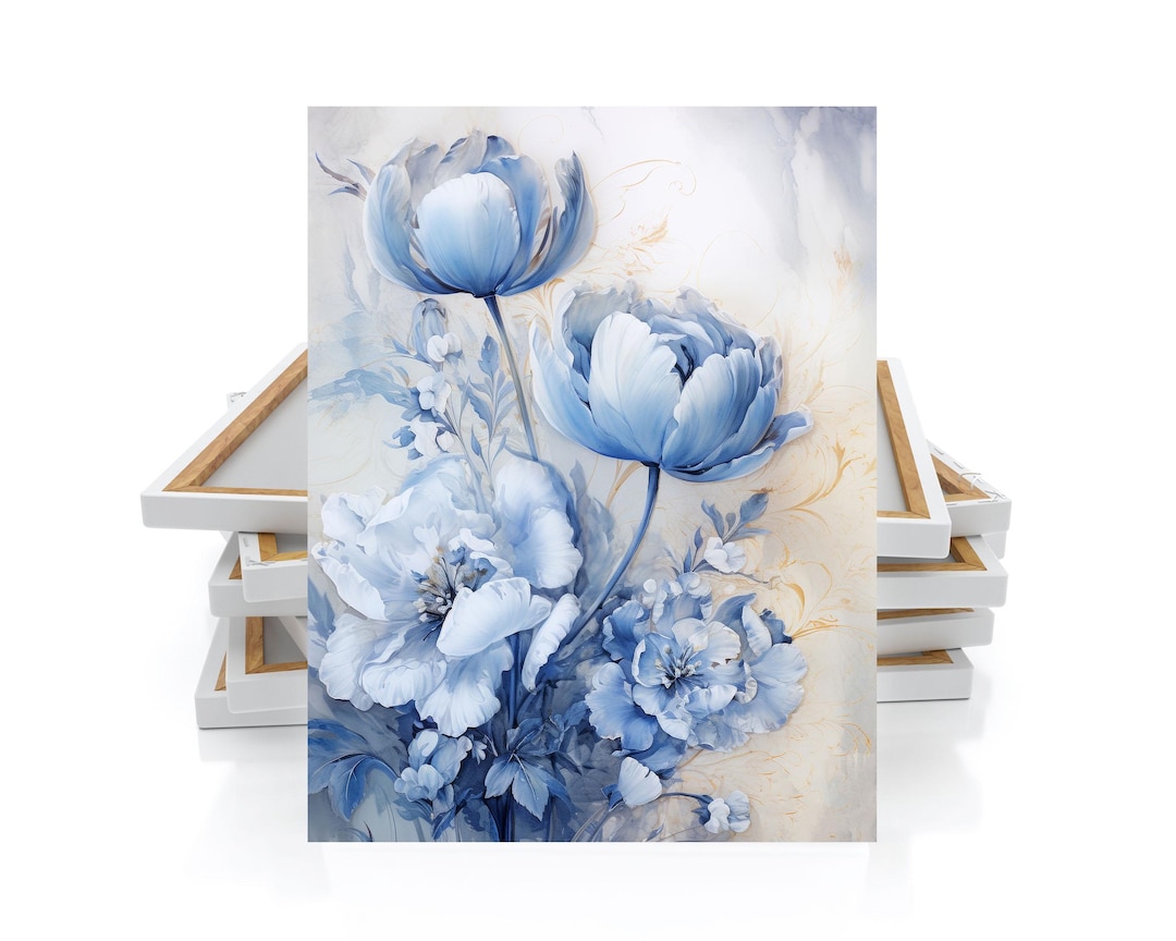 16x20 Sophia Blue Floral Wall Art Canvas Print - Etsy