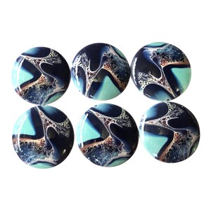 Set of 6 Reef Wave Wood Print Cabinet Knobs  Drawer Knobs, Drawer Pull