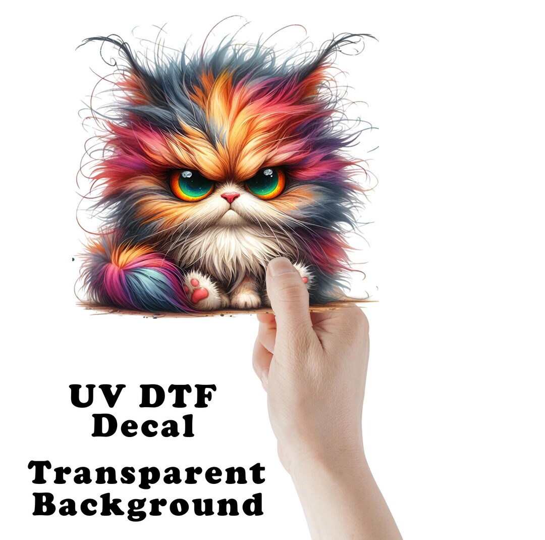 Cat Def Sticker Angry Cat UV DTF Transparent Decal / Sticker You Choose Size - Etsy