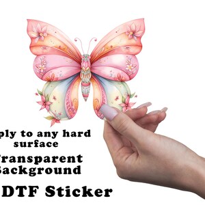 Pastel Butterfly UV DTF Transparent Decal / Sticker You Choose Size