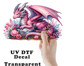 Pink Dragon UV DTF Transparent Decal / Sticker You Choose Size