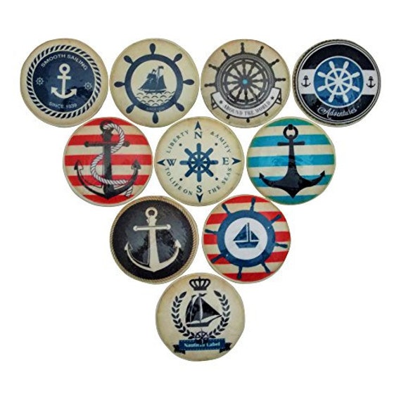 Conjunto de 10 anclajes lejos perillas del gabinete náutico | Etsy