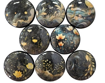 Cabinet and Drawer Knobs, Set of 8 Black Floral Cabinet Knobs Drawer Knobs and Pulls