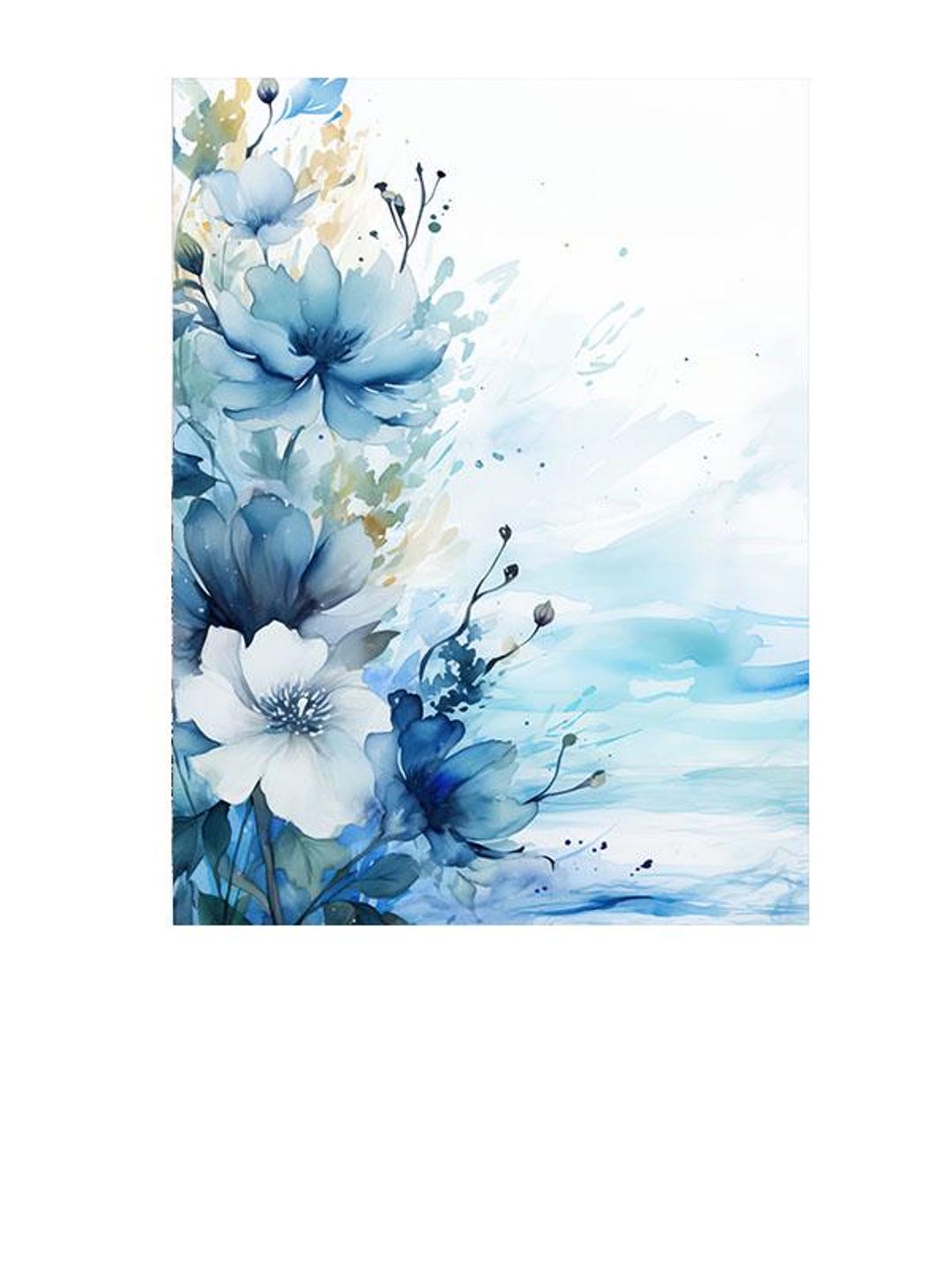 16x20 Shades of Blue Floral Wall Art Canvas Print - Etsy