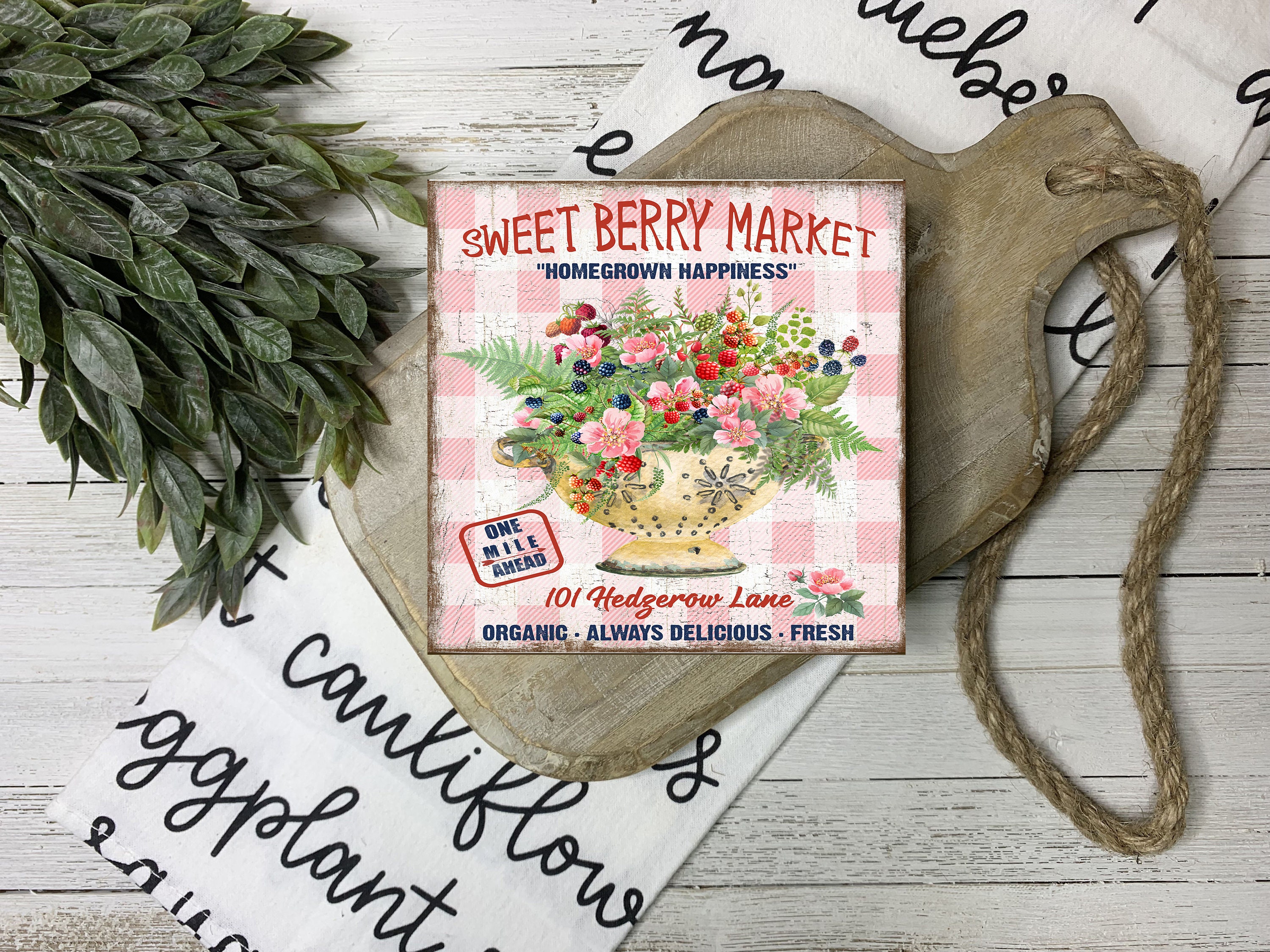 Sweet Berry Market Printed Handmade Wood Mini Sign - Etsy