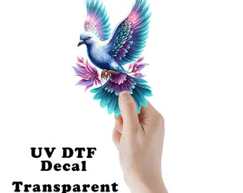 Bluebird Printed Vinyl Decal, Blue Bird, Spot White Ink, Clear