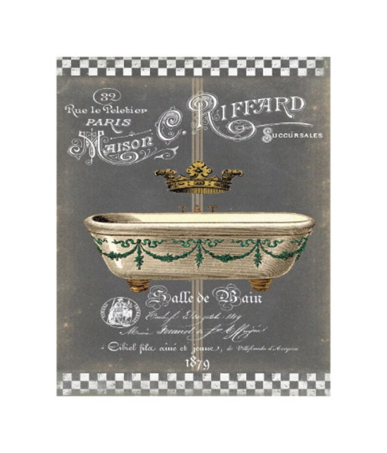 Set of 4 Gray Vintage Bathtub Canvas Prints Etsy