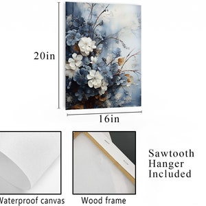 16x20 Blue and White Flowers Wall Art Canvas Print - Etsy
