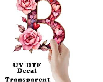 Stain Glass Valentine Alphabet Letter UV DTF Transparent Decal / Sticker You Choose Letter
