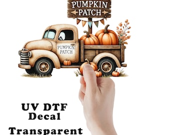 Pumpkin Patch Truck UV DTF Transparent Decal / Sticker You Choose Size
