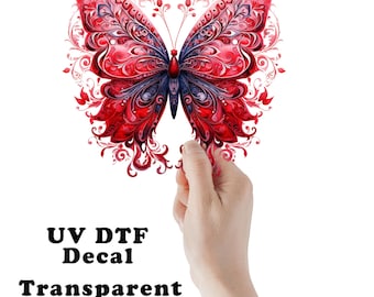 Valentine Butterfly UV DTF Transparent Decal / Sticker You Choose Size